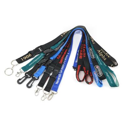 China Wholesale Promotion No Min Order Customized Polyester Fabric Jacquard Embroidered Detachable Thick Woven Lanyard With Logo Custom for sale