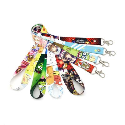 China Wholesale cute promotion cartoon character neck strap blank dye sublimation printed anime polyester loose lanyard with logo custom for sale