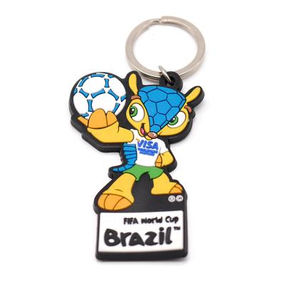 China Custom Made High Quality Environmental Friendly Souvenir PVC 2d/3d Soft Cute Rubber Soft Soccer Keychain World Cup Brazil Soccer Key Chain for sale