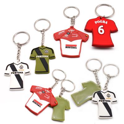 China Environmental Friendly Personalized T-shirt Shaped Baseball Sports Club Team Keychain Silicone Rubber PVC Football Soccer Jersey Soft Key Chain for sale