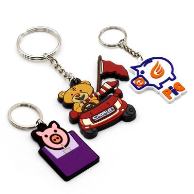 China Environmentally Friendly Soft Custom Design Mini Silicion Pig Keychain Rubber Cute Animal Tiger 2d Key Chain PVC Key Chain For Sale for sale