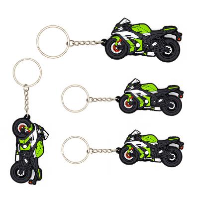 China Environmental Friendly Personalized Custom Shaped Embossed 3D Logo Silicone Rubber Bike Keychain Soft Motorcycle PVC PVC Key Chain for sale