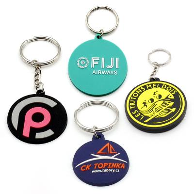 China Free Sample Cheap Environmental Friendly Custom Keychain Embossed Logo Company Logo Suit Sublimation PVC Round Rubber Key Chain for sale