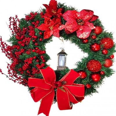 China As Pictures Shown Wholesale Family Door Restaurant Window Garland Manufacturers Christmas Kerosene Lamp Hanging Wreath for sale