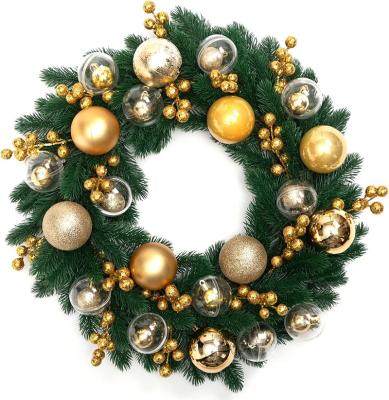 China Plastic Faux Christmas Garlands With Gold Ornaments Berry Hanging Wall Party Celebration Decorations for sale