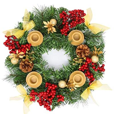 China Plastic Manufacturers Wholesale Christmas Wreath Candlestick Garland Candle Cup Table Decorations for sale