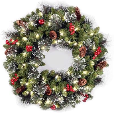 China Hanging Artificial Christmas Crestwood Fir Tree Garland White Lights Home Plastic Door Christmas Decoration for sale