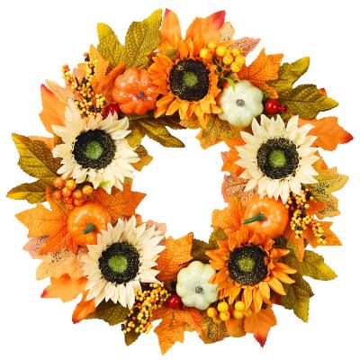 China American Wholesale Door Pumpkin Leaf Maple Plant Style Thanksgiving Hanging Garland Sunflower for sale