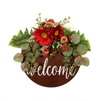 China Manufacturers Wooden Board Thanksgiving Wholesale Colorful Door Decoration Hanging Plate Sunflower Sunflower Wooden Wall Hanging for sale