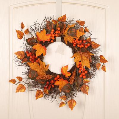 China Plastic manufacturers wholesale harvest festival maple leaf garland autumn color garland thanksgiving decoration for sale