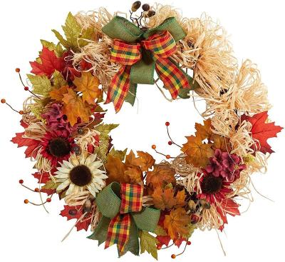 China Wholesale plastic festival door harvest garland autumn maple leaf manufacturers hanging fabric ornaments for sale