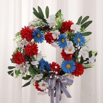 China Easter outdoor decorations door or home wholesale floral artificial wreaths decoration producer Independence Day wreaths for sale