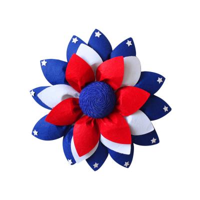 China Christamas Front Door Decoration Manufacturers Wholesale Fabric Blue Fourth of July Wreath Main Entry Wall Room Farmhouse Home Decor for sale