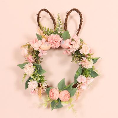 China Activity Decoration Prize The Voucher Of Easter Flower Garland Artificial Eggs Braid The Artificial Garland 35*45cm Bunny Wreaths for sale