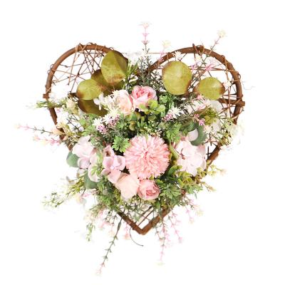 China Fabric manufacturers wholesale three-dimensional peach heart ball garland hanging Easter door hanging wedding decoration for sale