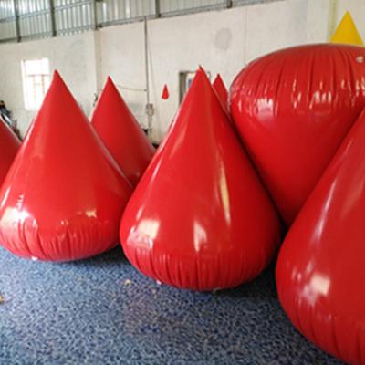 China 0.6 PVC Mesh Fabrics 1.6m In Diameter And 1.5m In Height Inflatable Drop Buoy Conical PVC Water Buoy for sale