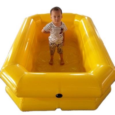 China Clip 0.6PVC mesh design popular small kiddie pool yellow inflatable PVC children's pool for sale