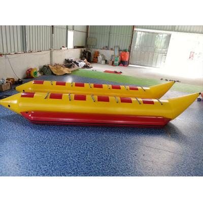 China Hot Selling PVC Inflatable Water Banana Boat 6 Seat Red And Yellow PVC Inflatable Banana Boat With Banana Boat. for sale