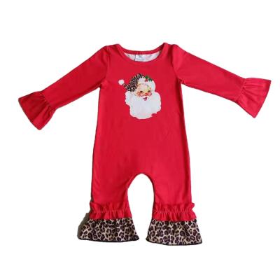 China Newborn Santa Claus Long Sleeve Red Lace Merry Christmas Toddler Babies Winter Formal Wear Romper Clothes Cute Outfit Set for sale