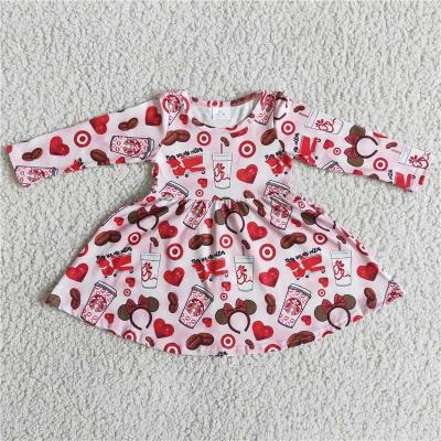 China Formal Baby Clothes High Quality Valentine's Day Love Sheath Long Dress Toddlers Fashion Boutique Outfits for sale