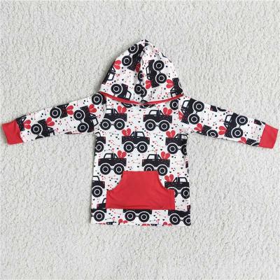 China RTS Boutique Valentine's Day Toddler Baby Boy Girls Car Formal Heart Long Sleeve Top Babies Boys Shape Top for sale