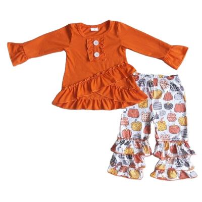 China Wholesale Casual Baby Thanksgiving Clothes Yellow Hive RTS Pumpkin Pants Child Boutique Outfit Autumn Holiday Children Infant Set for sale