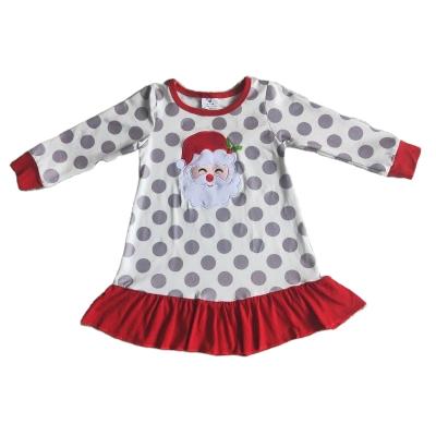 China Wholesale RTS Babies Christmas Clothes Autumn Winter Fashionable Embroidery Washable Kids Infant Boutique Dots Dress Clothes for sale