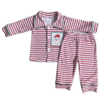 China Christmas Formal Baby Boy and Girl Matching Clothes Family Teams Santa Claus Red Stripes Long Sleeve Kids Two Piece Pajamas for sale