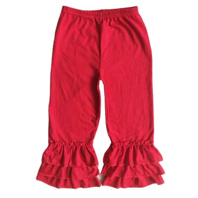 China Directly 2022 New Fashion Hot Sale Infant Kids Baby Use Clothes Girl Milk Silk Red Diapers Three Ruffles Pants for sale