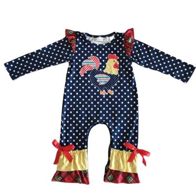 China Fashion Blue Tailor Girl Long Pants Overalls Dot Clothes Hen Long Sleeve Navy Rompers Infant Toddler Newborn Baby Formal for sale