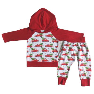 China Formal Boys Clothing High Quality Cartoon Pattern Red Spring and Autumn Hooded Suit With Car Children Clothing for sale