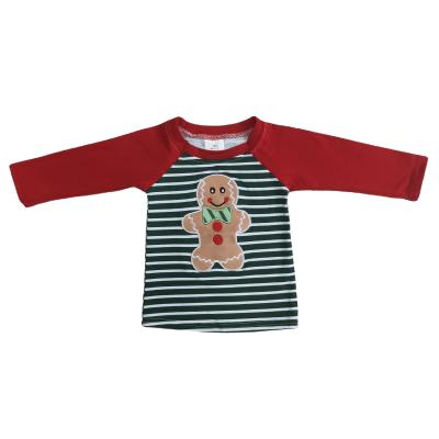 China Baby Formal Clothes Striped Long Sleeves With Gingerbread Man Embroidery Patternhigh quality kids clothing for sale