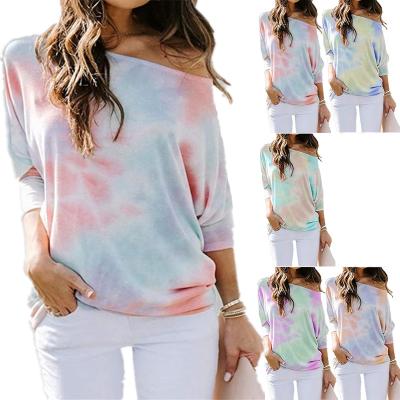 China Viable Wholesale Womens Polyester Cotton Tops Casual Women Long Sleeve Shirt Tie Dye Soft Shirts for sale