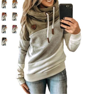 China Anti-wrinkle Spring Women's Hooded Tops Color Block Knitted Pullover Sweatshirts Women Hoodies for sale