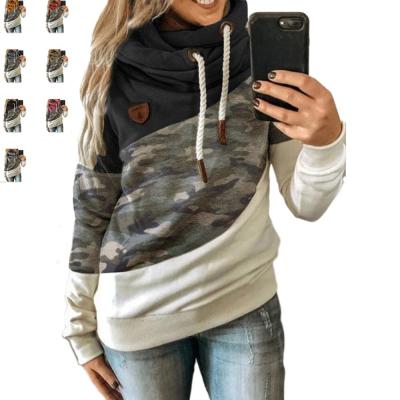 China Anti-Wrinkle Spring Women's Hooded Tops Color Block Knitted Pullover Sweatshirts Hoodies Women for sale