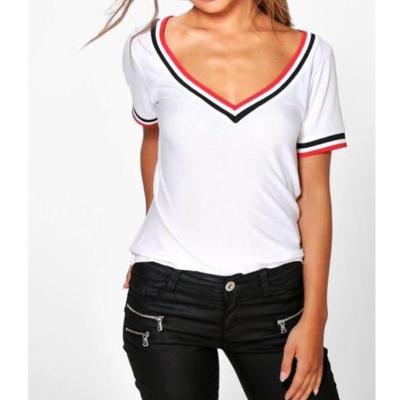 China 2021 New QUICK DRY Shirts For Women Casual Blouses Tops Customized Logo T-Shirts On Stripe Shirt Women for sale