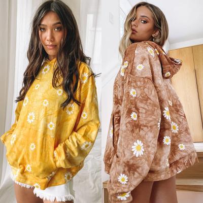 China New autumn and winter women's clothing women's sweater home wear breathable hooded tie dyed daisy coat women's parkas for sale