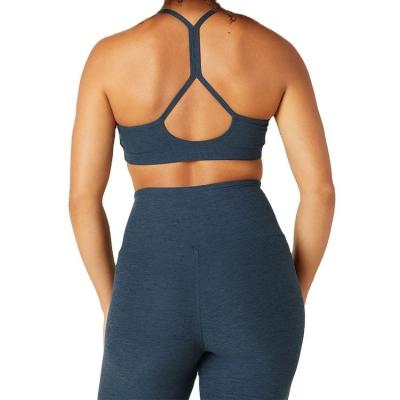 China Breathable Factory Custom Logo Open Back Comfy Spandex Stretch Yoga Exercise Yoga Halter Sports Bra for sale