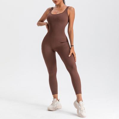 China Anti-UV Wholesale Elegant Active Wear Ladies Casual Yoga Fitness Wear Bodysuit Leggings One Piece Gym Jumpsuit For Women for sale