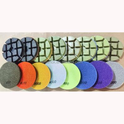 China Long Life High Performance New 100mm and 80mm Resin Diamond Polishing Pad for Concrete Floor Grinding Machines for sale