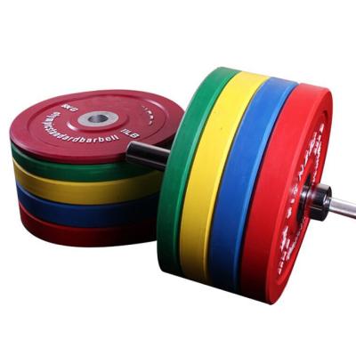 China Durable Colorful Sports Cast Iron Barbell Rubber Weightlifting Calibrated Bumper Plates For Powerlifting for sale