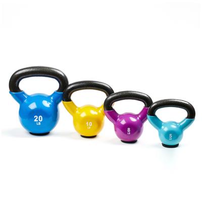 China Gym weightlifting anti-slip cast vinyl colored neoprene competition rubber coated kettlebell for training for sale