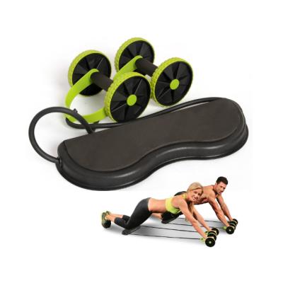 China ABS Ultra Wide Multi-Function Adjustable Elastic Double Roller High Tread Wheel Exercise Plastic Wheel ab Wheel With Resistance Band for sale