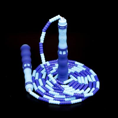 China Soft Blue Simple Joint Free PVC Outdoor Indoor Kids Exercise Bodybuilding Fitness Calorie Beaded Jump Rope for sale