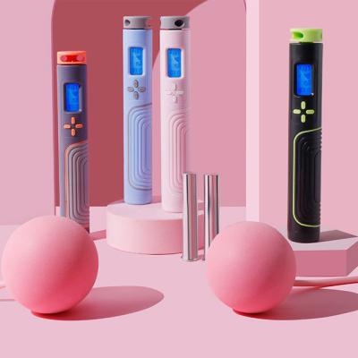 China New PVC Electronic Smart Luxury Pink Digital Meter Bodybuilding Fitness Heavy Weighted Smart Jumping Wireless Jump Rope for sale