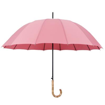 China Japandi 14 Bone Straight Stem Small Self-opening Curved Handle Umbrella Reinforcement Wind-resistan for sale