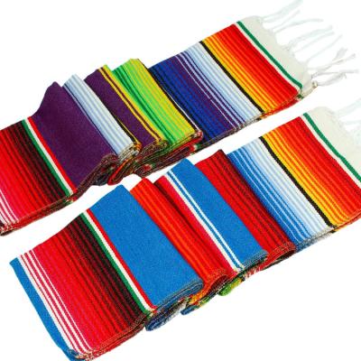 China Durable Mexican Serape Cotton Fringe Table Runners Mexican Colorful Table Runners Covers For Outdoor Mexican Party Wedding Kitchen Decor for sale