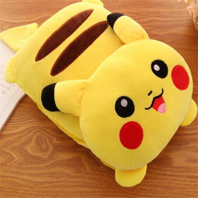 China Cartoon Pikachu Bolster Summer Soft Comforter 2 In 1 Massage Useful Animal Plush Toy Pillows for sale