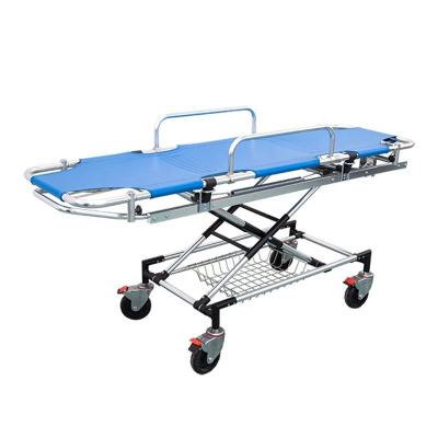 China Blue Ambulance Stretcher Bed Aluminum Alloy Medical Stretcher Transport for sale