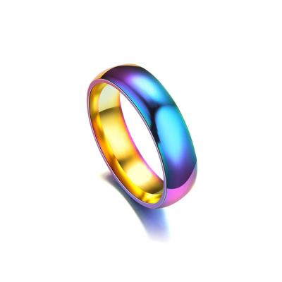 China Fashion Rainbow Rings for Women Mens Womens Titanium Color Steel Colorful Christmas Dazzle Rings Popular Jewelry for sale